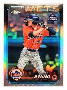 A.J. EWING ROOKIE REFRACTOR 2024 TOPPS PRO DEBUT CHROME #PDC-48, METS!